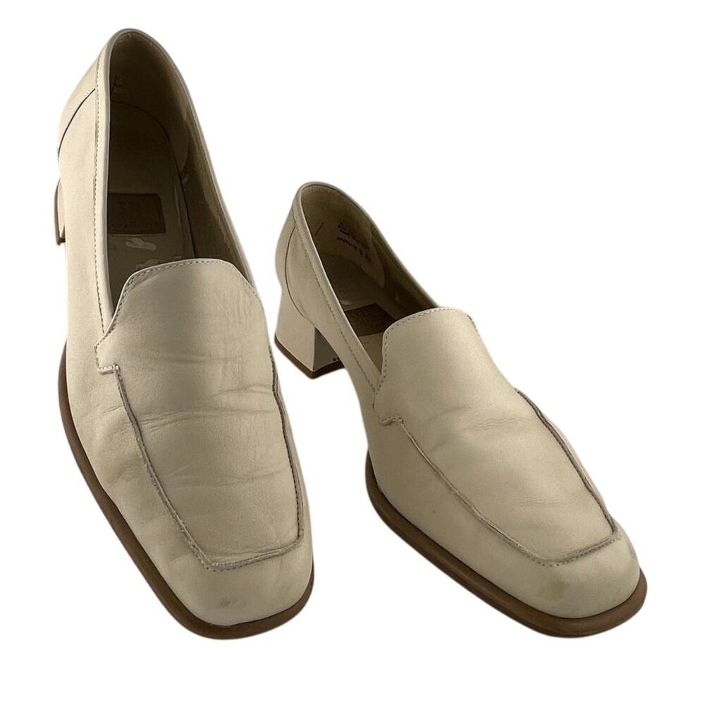Preloved SPA Easy Spirit Cream Leather Box Toe Slip On Mule Size 9.5B